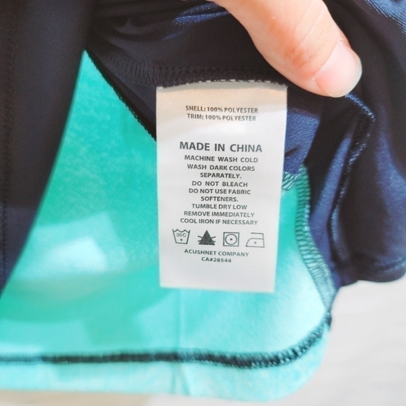 FOOTJOY SLEEVELESS JACQUARD BACK GOLF POLO SZ SMALL NAVY & AQUA - Picture 8 of 15